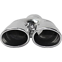 Polished Stainless Steel, Angled Cut, Dual Exhaust Tip, Oval Shape, 2.5 in. inlet