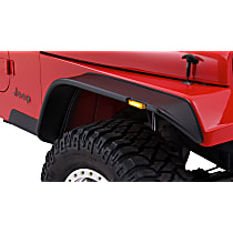 10924-07 Front and Rear, Driver and Passenger Side Flat Style for Jeep Series Fender Flares, Black