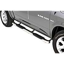 23754075 5 in. Oval Curved Series Nerf Bars Polished, Covers Cab Length - Set of 2