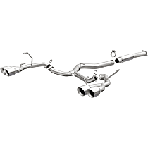 19361 Competition Exhaust System, Stainless Steel, 3 in. Cat-Back, Dual Split Rear, 4 in. Polished Tips