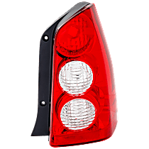 Passenger Side Tail Light, without Bulb, Halogen, Clear and Red Lens