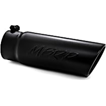 Black Series Exhaust Tip - Powdercoated Black, 4in. O.D. Angled Rolled End 3½in. inlet 10in. length