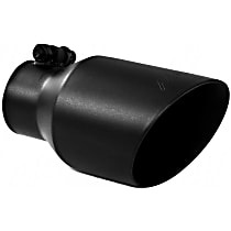 Black Series Exhaust Tip - Powdercoated Black, Stainless Steel, Single, 2.5in. inlet, 8in. Long, 4in. Outlet, Sold Individually