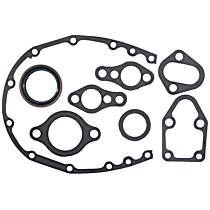 Timing Cover Gasket, 8 Cyl 5.7L, Harmonic Balancer Repair Sleeve Not Required, Contains Extended Case Lip Relocator Timing Cover Seal, Oil Pan Gasket Required - 