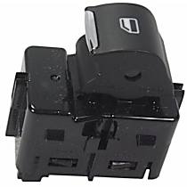 Front or Rear, Passenger Side Window Switch, Single, Black