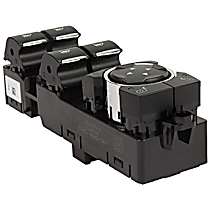 Front, Driver Side Window Switch, Without Rear Side Window, Black, 8 Buttons, Motorcraft OE Replacement