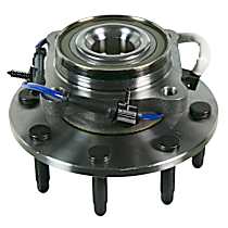 Front, Driver or Passenger Side Wheel Hub, Rear Wheel Drive, RWD, 8 Lugs, With Bearing - Front, Driver or Passenger Side