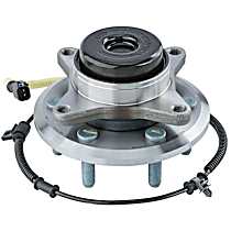 Front, Driver or Passenger Side Wheel Hub, RWD, 6 Lugs, With Bearing, Sensor Included, Problem Solver Series