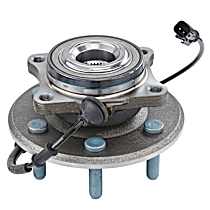 Rear, Driver or Passenger Side Wheel Hub, 6 Lugs, With Bearing, Sensor Included, Problem Solver Series