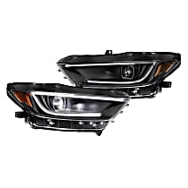 LF410-ASM Driver and Passenger Side Headlights, with Bulbs, LED, Clear Lens and Black Interior, US Mustangs only (Not for EU/AU)