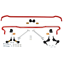 Front and Rear Sway Bar Kit, Steel, 22 mm, Non-adjustable, Powdercoated red