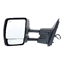 Driver Side Towing Mirror, Power, Manual Folding, Heated, Chrome, Without Signal Light, Without memory, Without Puddle Light, Without Auto-Dimming, With Blind Spot Glass