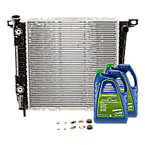 3-Piece Kit Radiator, Automatic Transmission, For Models Without Factory Air, 6 Cyl 4.0L, includes (1) Radiator and (2) Coolant/Antifreeze
