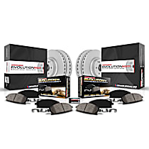 Front and Rear Brake Disc and Pad Kit, Plain Surface, 5 Lugs, 325 mm, Carbon Fiber Ceramic, Exc. Sport Package (330mm Front Rotors, Solid Rear Rotors), Z23 Evolution Sport Geomet Coated