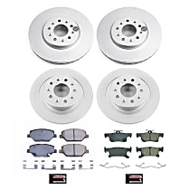CRK8632 Front and Rear Brake Disc and Pad Kit, Plain Surface 5 Lugs 288.2 mm Ceramic Z17 Evolution Geomet Coated