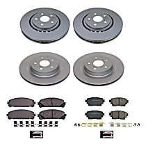 Front and Rear Brake Disc and Pad Kit, Plain Surface, 5 Lugs, 317 mm, Ceramic, Z17 Evolution Geomet Coated