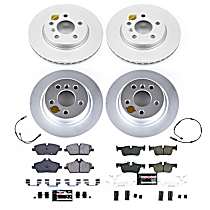 Front and Rear Brake Disc and Pad Kit, Plain Surface, 5 Lugs, 280 mm, Carbon Fiber Ceramic, Z23 Evolution Sport Geomet Coated