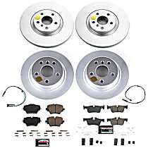 Front and Rear Brake Disc and Pad Kit, Plain Surface, 5 Lugs, 330 mm, Carbon Fiber Ceramic, S, Z23 Evolution Sport Geomet Coated