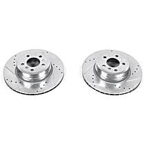 Rear Brake Disc, Cross-drilled and Slotted, Vented, 5 Lugs, 344.93 mm, 4.4L 8Cyl, Evolution Drilled & Slotted Series