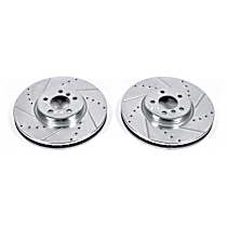 Front Brake Disc, Cross-drilled and Slotted, Vented, 5 Lugs, 365 mm, Evolution Drilled & Slotted Series