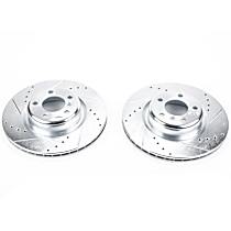 EBR1404XPR Rear Brake Disc, Cross-drilled and Slotted, Vented, 5 Lugs,, Evolution Drilled & Slotted Series