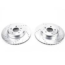 EBR1416XPR Rear Brake Disc, Cross-drilled and Slotted, Vented, 5 Lugs,, Evolution Drilled & Slotted Series
