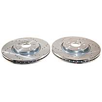 Front Brake Disc, Cross-drilled and Slotted, 5 Lugs, Evolution Drilled & Slotted Series