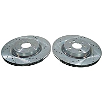 Rear Brake Disc, Cross-drilled and Slotted, Vented, 5 Lugs, Evolution Drilled & Slotted Series