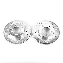 EBR419XPR Front Brake Disc, Cross-drilled and Slotted, Vented, 5 Lugs, 286 mm,, Evolution Drilled & Slotted Series