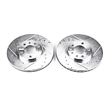 EBR613XPR Front Brake Disc, Cross-drilled and Slotted, Vented, 5 Lugs 287.02 mm Evolution Drilled & Slotted Series