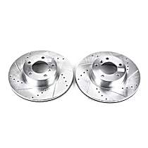 EBR858XPR Front Brake Disc, Cross-drilled and Slotted, Vented, 5 Lugs, 311.91 mm,, Evolution Drilled & Slotted Series