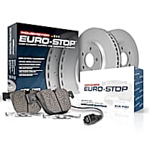 Front Brake Disc and Pad Kit, Plain Surface, 4 Lugs, 281 mm, Semi-Metallic, Euro-Stop