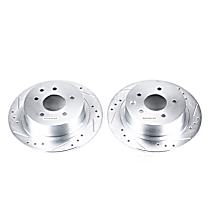 Rear Brake Disc, Cross-drilled and Slotted, Solid, 5 Lugs, 291.34 mm,, Evolution Drilled & Slotted Series