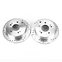 Rear Brake Disc, Cross-drilled and Slotted, Solid, 5 Lugs, 261.11 mm, Evolution Drilled & Slotted Series