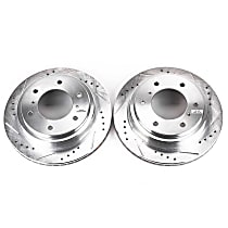 Rear Brake Disc, Cross-drilled and Slotted, Vented, 6 Lugs, 299.97 mm, Evolution Drilled & Slotted Series