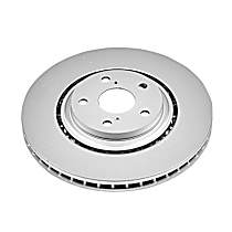 Front, Driver or Passenger Side Brake Disc, Plain Surface, Vented, 5 Lugs, Luxury, 2.5L 4Cyl, Evolution Geomet Coated High Carbon