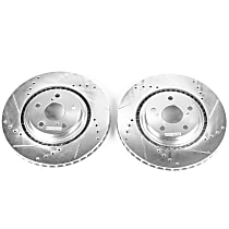 Front Brake Disc, Cross-drilled and Slotted, Vented, 5 Lugs, 327.91 mm, Evolution Drilled & Slotted Series