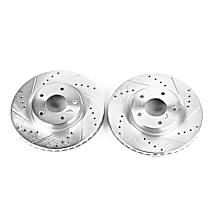 Front Brake Disc, Cross-drilled and Slotted, Vented, 5 Lugs, 2.5L 4Cyl, Evolution Drilled & Slotted Series