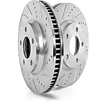 JBR1762XPR Front Brake Disc, Cross-drilled and Slotted, Vented, 4 Lugs Evolution Drilled & Slotted Series