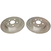 Powerstop Rear Brake Discs, Cross-drilled and Slotted, Vented, Evolution Drilled & Slotted Series