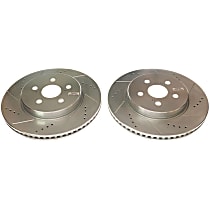 Powerstop Front Brake Discs, Cross-drilled and Slotted, Vented, 1.8L/2.0L, Gas Engine, Evolution Drilled & Slotted Series