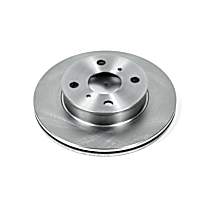 Front, Driver or Passenger Side Brake Disc, Plain Surface, Vented, 4 Lugs, With Rear Drum Brake, GSi, 1.6L 4Cyl, Autospecialty By Powerstop