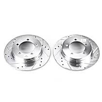 Rear Brake Disc, Cross-drilled and Slotted, Solid, 5 Lugs, 264.92 mm, FWD, Base, Evolution Drilled & Slotted Series
