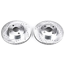 Powerstop Front Brake Discs, Cross-drilled and Slotted, Vented, 4 Lugs, 10.04 In., Wagon/Sedan, Evolution Drilled & Slotted Series