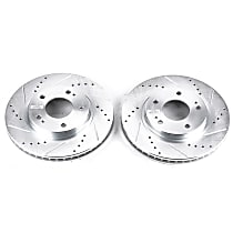 Front Brake Disc, Cross-drilled and Slotted, Vented, 5 Lugs, 276.1 mm, Evolution Drilled & Slotted Series