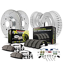 Power Stop K15025DK Front and Rear Z23 Carbon Fiber Brake Pads with Drilled & Slotted Brake Drums Kit 
