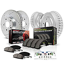K15022DK Front and Rear Power Stop Z23 Daily Carbon-Fiber Ceramic Brake Pads, Drilled + Slotted Rotors, Drum + Shoe Kit