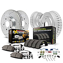 K15054DK-36 Front and Rear Power Stop Z36 Truck Carbon-Fiber Ceramic Brake Pads, Drilled + Slotted Rotors, Drum + Shoe Kit