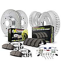 K15141DK-26 Front and Rear Power Stop Z26 Muscle Carbon-Fiber Ceramic Brake Pads, Drilled + Slotted Rotors, Drum + Shoe Kit