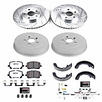 K15220DK-26 Front and Rear Power Stop Z26 Muscle Carbon-Fiber Ceramic Brake Pads, Drilled + Slotted Rotors, Drum + Shoe Kit